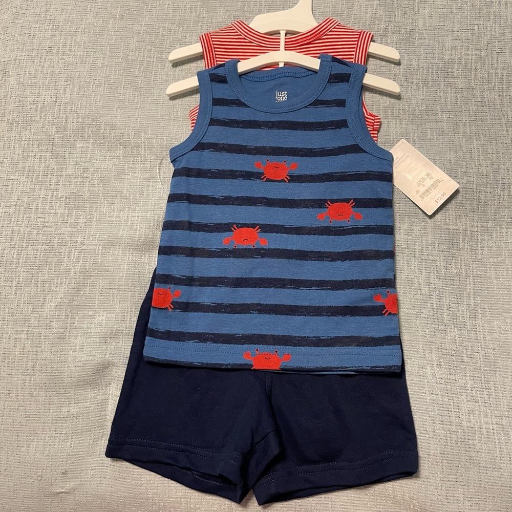 Carter’s 12 month onesie and tank top/shorts set NWT